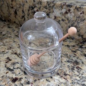 Clear Glass Honey Jar with Wooden Dipper